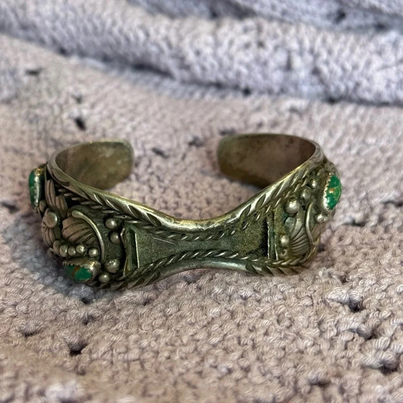 YAZZIE NAVAJO CUFF BRACELET 925 SILVER Mid 20th‎ Century - Picture 2 of 10